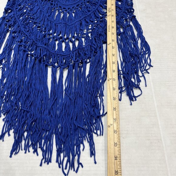 Ekouaer Beach Top Women L Blue Crochet Tank‎ Fringe Coverup Boho Hippie Festival - Picture 4 of 8